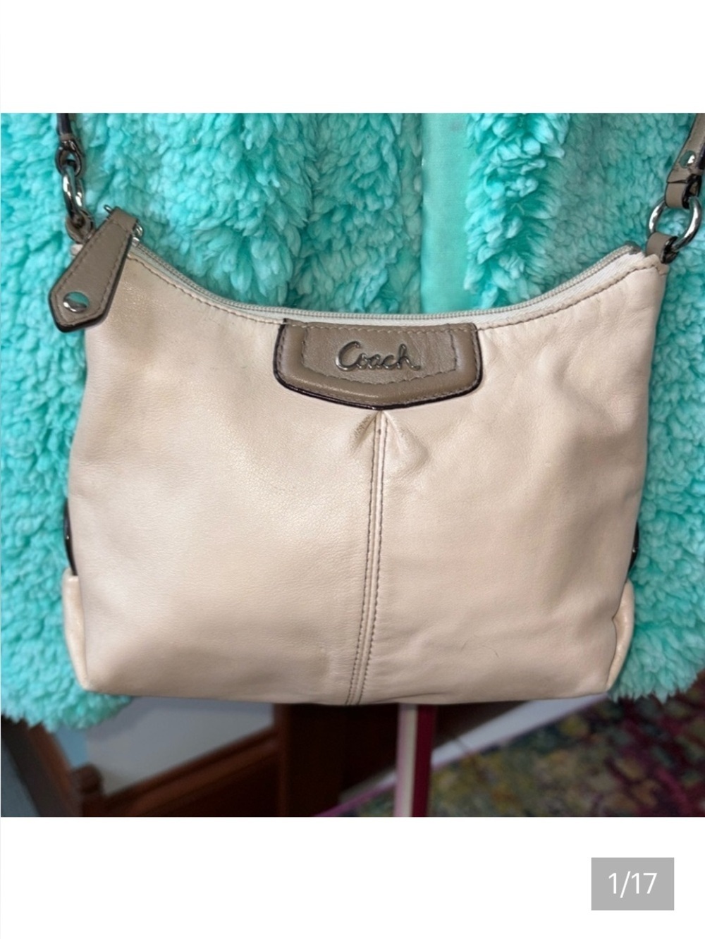 Coach   Mini bag  Crossbody  leather beige/taupe strap & trim  Silvertone
VGUC